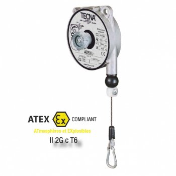Bilanciatore Tecna ATEX da 0,2 a 3 Kg - Corsa 1600mm - Fune inox - Calotta in Alluminio